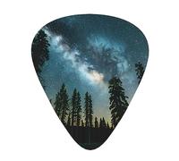 Night Sky With Trees - Púa de guitarra excepcional - Impresión completa de una sola cara, púa de material ABS - Diversos grosores para una experiencia musical variada - Ideal para guitarras y