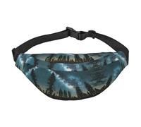 Night Sky with Trees - Riñonera ajustable a la cadera, resistente al agua, para senderismo, viajes, casual, correr, senderismo, ciclismo, color negro, talla única, Black, Talla única