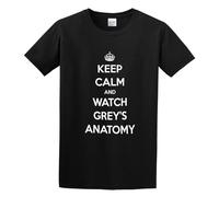 Night Spread Keep Calm and Watch Anatomy Printing Unisex 100% Cotton Short-Sleeve T-Shirts Black M