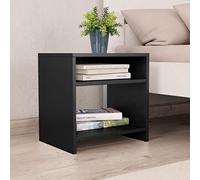 Night Stand Black 40x30x40 cm Plywood Bedside Table with Open Compartment and Shelf, Classic Elegant Bedroom Furniture for Storage, Also Perfect as Living Room End Table