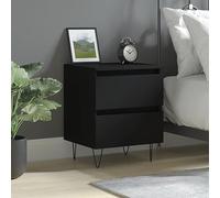 Night Stand Black 40x35x50 cm, Plywood Bedside Table with 2 Drawers for Bedroom, Modern End Table with Wall Mount Kit, Sturdy Engineered Wood Nightstand for Home Decor