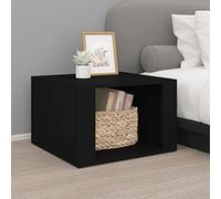 Night Stand Black 57x55x36 cm, Plywood Bedside Table with Storage Shelf, Modern End Table for Bedroom Living Room, Sturdy Surface for Decor Books Plants