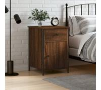 Night Stand Oak Brown 40x42x60 cm - Plywood Bedside Table with Storage Cabinet, Adjustable Legs for Stability, Elegant Modern Design for Bedroom or Living Room, Durable Iron Frame & Smooth Surface