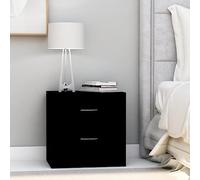 Night Stand with 2 Drawers, Black Plywood Bedside Table 40x30x40 cm, Classic Wooden End Table for Bedroom & Living Room, Sturdy Storage Cabinet with Easy Assembly