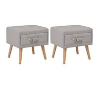 Night Stands Set of 2, 40x35x40 cm Gray Fabric Bedside Tables with Drawer, Pine Wood & Polyester, Modern Bedroom Furniture for Storage, Easy Assembly