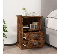 Night Stands Set of 2, Smoked Oak Finish, 43x36x60 cm, Modern Bedside Tables with 2 Drawers & Open Shelf, Sturdy Wooden End Tables for Bedroom, Living Room, Home Decor