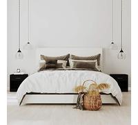 Night Stands Set of 2 with Drawer, Black End Tables for Bedroom, Modern Side Table with Storage Shelf, Compact Nightstand for Small Spaces, Durable Plywood Furniture