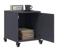Night Stands Set of 2 with Wheels, Cold Rolled Steel Bedside Tables with Storage, Anthracite Grey Modern End Tables for Bedroom Living Room, 36x39x43.5 cm