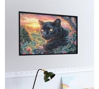 Night Starry Chat Noir Puzzle 1000 Piezas 3D Creativo Faune Sauvage Rompecabezas para Hombres Y Mujeres Decoración Hogar Moderno Construir Maquetas 1000 PCS