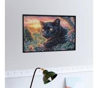Night Starry Chat Noir Puzzles 300 Piezas Portátil 3D Faune Sauvage Rompecabezas Familiar para Toda La Familia Maquetas Educativas Construir Aliviar Estrés 300 PCS