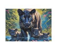 Night Starry Pantera Negra Mother and Cub Puzzle 300 Piezas Cartón Grueso para Coleccionistas Bestias fantásticas Ocio Creativo En Casa Calmar La Mente Pieza Colección Más Vendido 300 PCS