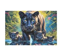 Night Starry Pantera Negra Mother and Cub Rompecabezas 1000 Piezas Cartón para Parejas Bestias fantásticas Actividad Hacer En Grupo Ejercicio Mental para Reyes Magos Detalle Cumpleaños 1000 PCS