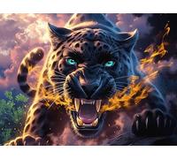 Night Starry Pantera Negra Rompecabezas 1000 Piezas Cartón Grueso para Coleccionistas Mascota Animal Eventos Team Building Relajación Mental Ocio En Casa Reyes 1000 PCS/75x50cm