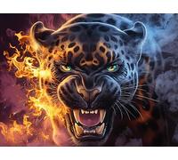 Night Starry Pantera Negra Rompecabezas 500 Piezas Cartón para Parejas Bestias encantadas Luminosas Actividad Tiempo Libre Terapia Relajación Decoración Salón Regalo Sorpresa 500 PCS/52×38cm