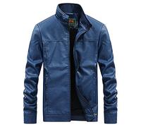 Nightborne Chaqueta de Cuero para Hombre Aviador Chaqueta (Azul,X-Large)