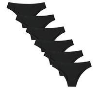 Nightease Bikini Tanga brasileña sin Costuras de Seda de Hielo para Mujeres Paquete de 6 Piezas de Braguitas Invisibles No Show (S, 6 Negros)