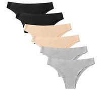 Nightease Bikini Tanga brasileña sin Costuras de Seda de Hielo para Mujeres Paquete de 6 Piezas de Braguitas Invisibles No Show (Style1, l)