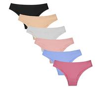 Nightease Bikini Tanga brasileña sin Costuras de Seda de Hielo para Mujeres Paquete de 6 Piezas de Braguitas Invisibles No Show (L, 6 Colores)