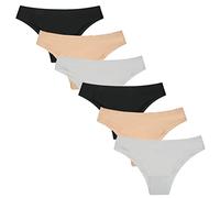 Nightease Bikini Tanga brasileña sin Costuras de Seda de Hielo para Mujeres Paquete de 6 Piezas de Braguitas Invisibles No Show (XL, Style5, x_l)