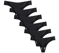 Nightease Ropa Interior Tanga de Seda de Hielo para Mujeres Paquete de 6 Sin Costura Bragas (M, 6 Negro)