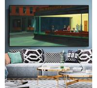Nighthawks de Edward Hopper. Famosas pinturas para la pared. Pósteres y láminas en lienzo para la decoración de la sala de estar (40x80cm/Sin marco).