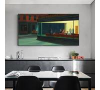 Nighthawks de Edward Hopper. Famosas pinturas para la pared. Pósteres y láminas en lienzo para la decoración de la sala de estar (20x40cm/Sin marco).