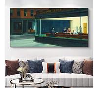 Nighthawks por Edward Hopper lienzo pintura arte de la pared carteles nórdicos e impresiones cuadros de pared para la decoración de la sala de estar 50x110cm (20x44in) sin marco