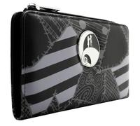 Nightmare Before Christmas Jack & Sally Patches Cartera Clutch Bolsillo para Monedas & Tarjetero, Negro