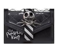 Nightmare Before Christmas Jack Skellington Emblema Cartera Bi-Fold con Bolsillo para Monedas, Identificación & Tarjetero, Negro