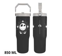 Nightmare Before Christmas (Spooky) - Jarra de 850 ml con asa y tapa, con licencia oficial de Disney, jarra de hidratación premium para fanáticos de Halloween, uso diario, gimnasio y aventuras al aire