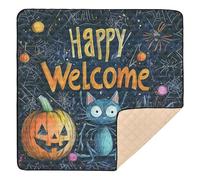 Nightmare Halloween Happy Halloween Cat - Alfombra de juego grande y elegante para bebés en interiores y exteriores, lavable, acolchada, para bebés y niños pequeños, 50 x 50 pulgadas