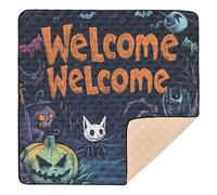 Nightmare Halloween Happy Welcome - Alfombra de juego acolchada suave para interiores y exteriores, impermeable, para bebés y niños pequeños, 50 x 50 pulgadas