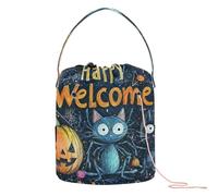 Nightmare Halloween Happy Welcome - Bolsas de hilo de viaje con agujeros para almacenamiento de herramientas de ganchillo