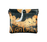 Nightmare - Mini bolso de maquillaje portátil de piel sintética con silueta de murciélagos negros para Halloween, para mujeres, niños y niñas