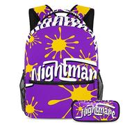 Nightmare - Mochila escolar de gran capacidad para niños, niñas, niños, mujeres, hombres, estudiantes, duradera, ligera, muchos bolsillos, trabajo, lindo, negro, blanco, gato, perro, bolsa de viaje,