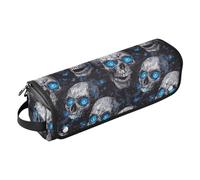 Nightmare Skull Blue Neon Eyes - Bolsa de viaje con almohadilla resistente al calor, funda de viaje portátil para rizador, secador de pelo plano, artículos esenciales de viaje portátiles