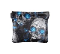 Nightmare Skull Blue Neon Eyes - Cartera pequeña de cuero para mujer, bolsa de cosméticos única para mujeres y niñas