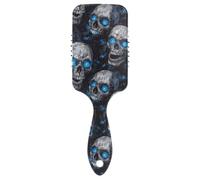Nightmare Skull Blue Neon Eyes - Cepillo de pelo grueso para Halloween, cepillo masajeador de cuero cabelludo diseñado para todo tipo de cabello con mango ergonómico, cepillo antiencrespamiento para