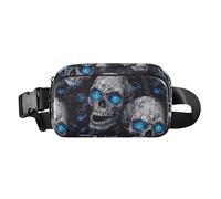 Nightmare Skull Blue Neon Eyes Halloween Elegante riñonera para hombres y mujeres, resistente al agua, bolsa de viaje con correa ajustable para ciclismo, senderismo, gimnasio