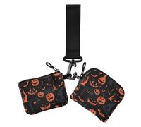 Nightmare Trunk or Treat Hallowwen - Carteras de doble pulsera para mujer, protector minimalista de tarjetas de identidad con bolsillo para monedas con cremallera para mujer, 2 paquetes