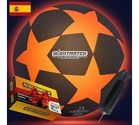NIGHTMATCH Balón de Fútbol LED - Balon Futbol Talla 5 - Balon Futbol Luminoso en la Oscuridad - 2 Sensores LED Activados para Divertirse en la Oscuridad - Balon Futbol para Niños (Estrella Negra)