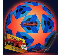 NIGHTMATCH Balón de Fútbol LED - Talla 5 - Balon Luminoso en la Oscuridad - 2 Sensores Activados para Divertirse en la Oscuridad - para Niños (Estrella Azul)