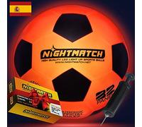 NIGHTMATCH Balón de fútbol Luminoso LED | Tamaño Oficial 5 | Impermeable | Brillan en la Oscuridad | Fútbol para niños y Adultos | Fútbol Luminoso | para Interior y Exterior