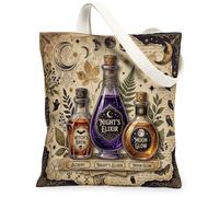 Night's Elixir - Bolsa de lona con diseño de luna de bruja luminosa, color violeta otoñal, 13 x 15 pulgadas, Púrpura, 13x15 Inch