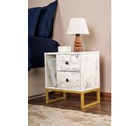 Nightstand, Freesia Marble, Gold, 50 x 18 x 5 | 100% Melamine Coated Particle Board Thickness: 18 mm | Perfect for Modern Home Office & Study Spaces, Elegant and Functional Design