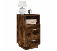 Nightstand with 2 Drawers Smoked Oak 36x36x68 cm, Modern Bedside Table with Open Shelf, Sturdy Engineered Wood, Compact Storage Cabinet for Bedroom, Living Room, Home Office