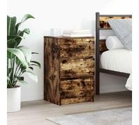Nightstand with 3 Drawers Smoked Oak 39x35x65 cm, Modern Bedside Table with Storage, Sturdy Engineered Wood, Compact Night Stand for Bedroom, Living Room, Guest Room