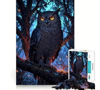 Nightwatcher︰ El Búho Místico Rompecabezas de 1000 Piezas para Adolescentes Juguete para estimular la lógica y aliviar la tensión Borde de Calidad Artículo de Deseo de Santa Claus (38x52cm)