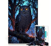 Nightwatcher︰ Rompecabezas del búho místico para Adolescentes 1000 Piezas Juego Inteligente Tiempo en Familia Patrón de ensamblaje Elegir Deseos de Santa Claus (38x26cm)