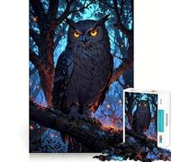 Nightwatcher︰ Rompecabezas del Búho Místico para Adultos 1000 Piezas Fortalece la Memoria Pasatiempo en Casa Bordes Limpios Regalo Elegante (50x75cm)